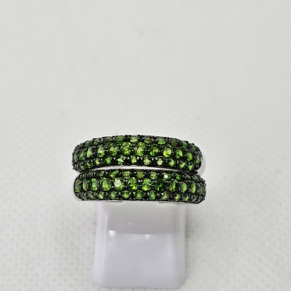 Genuine Two Chrome Diopside Rings Sterling Silver Size 8 - Picture 2 of 10